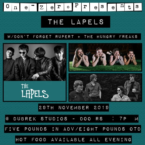 The Lapels, Don't Forget Rupert, The Hungry Freaks play Dubrek 29 November 2019.